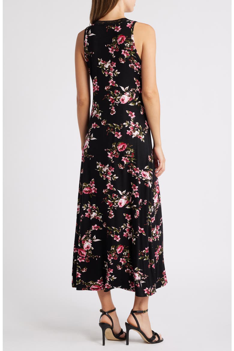 Lace Inset Sleeveless Dress, Alternate, color, BLACK ROSE