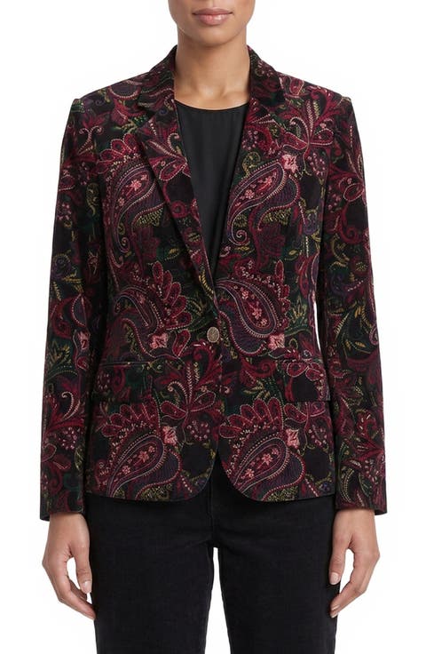 Paisley One-Button Blazer