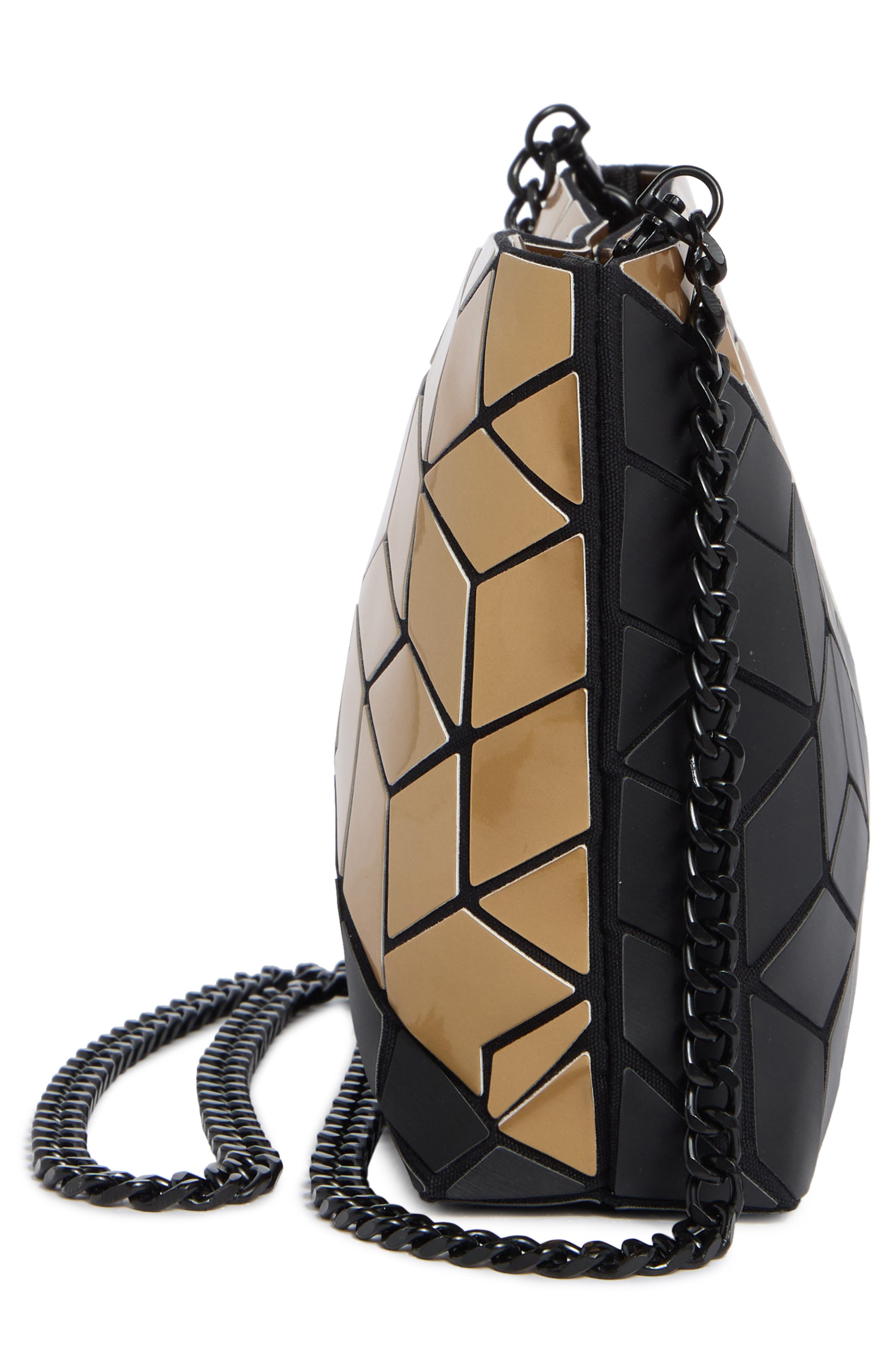 Diagnoal Geo Clutch, Alternate, color, BLACK/ GOLD