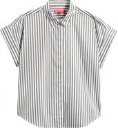 SPANX® Oversize Stripe Short Sleeve Button-Up Shirt