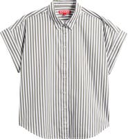 SPANX® Oversize Stripe Short Sleeve Button-Up Shirt