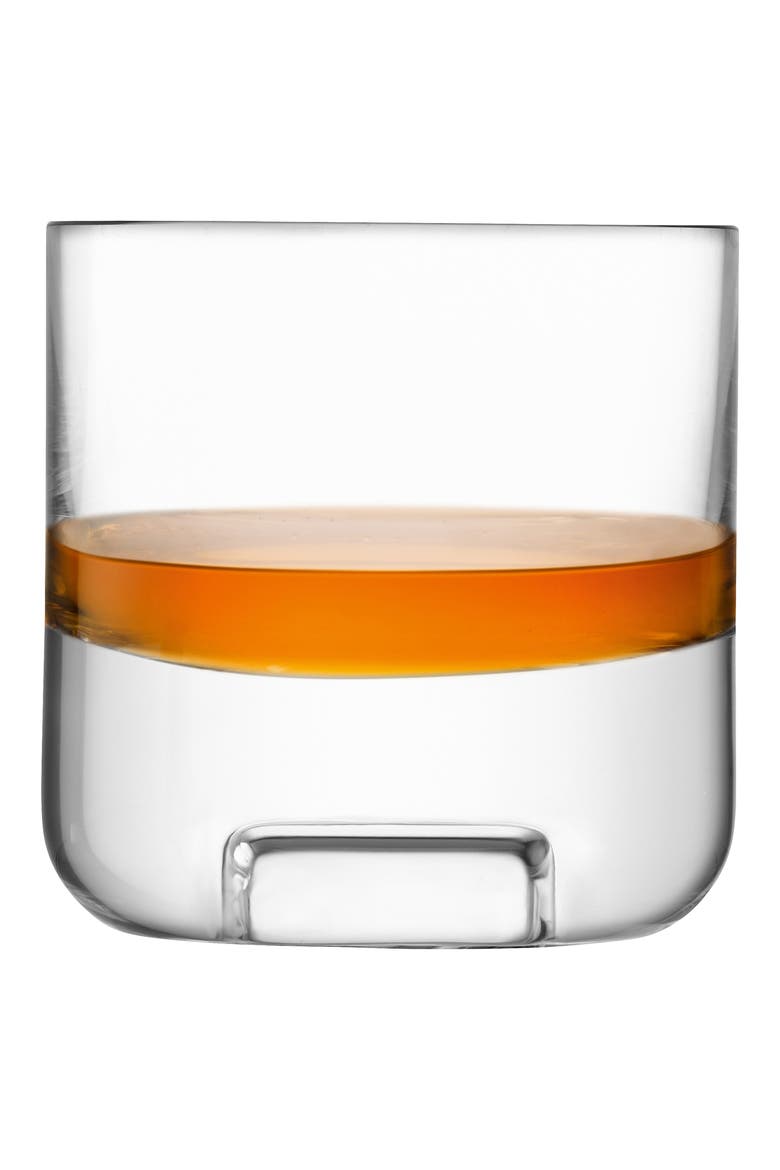 Cask Whiskey Decanter & Set of 2 Glass Tumblers, Alternate, color, CLEAR