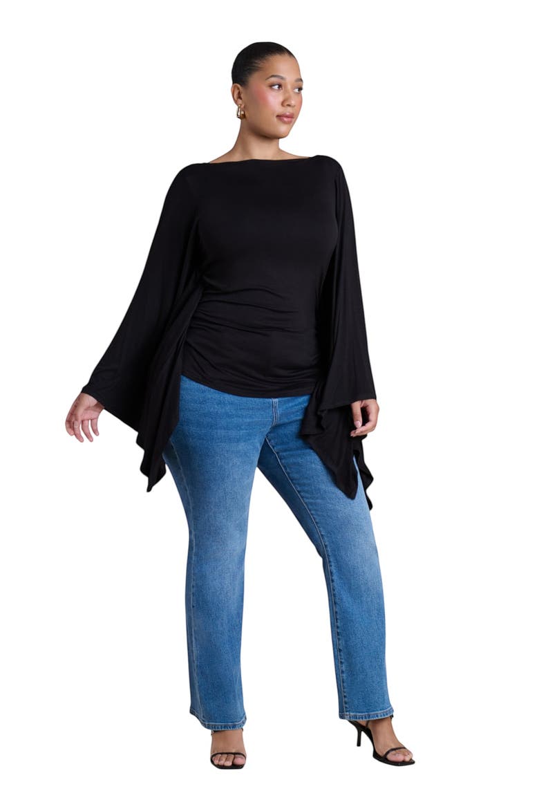 Dramatic Sleeve Shirred Top, Alternate, color, BLACK ONYX