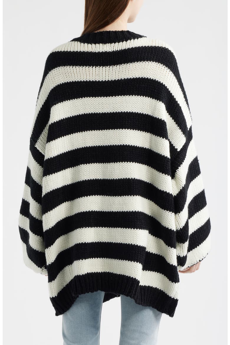 Jailbird Stripe Chunky Knit Sweater, Alternate, color, BLACK/ WHITE