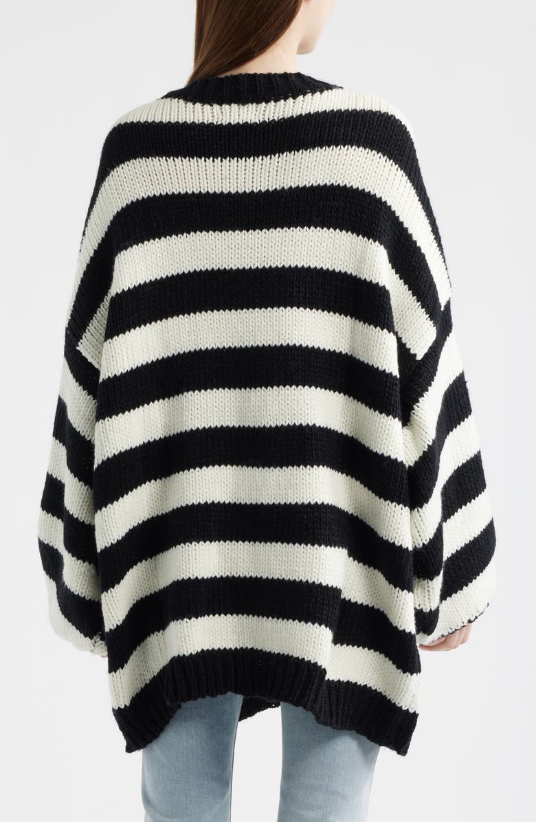 Dressed in Lala Jailbird Stripe Chunky Knit Sweater, Alternate, color, Black/ White