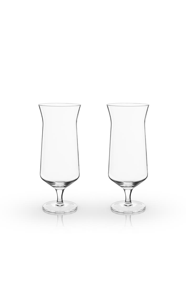 Viski Raye Crystal Angled Hurricane Glasses Set of 2, Alternate, color, Clear