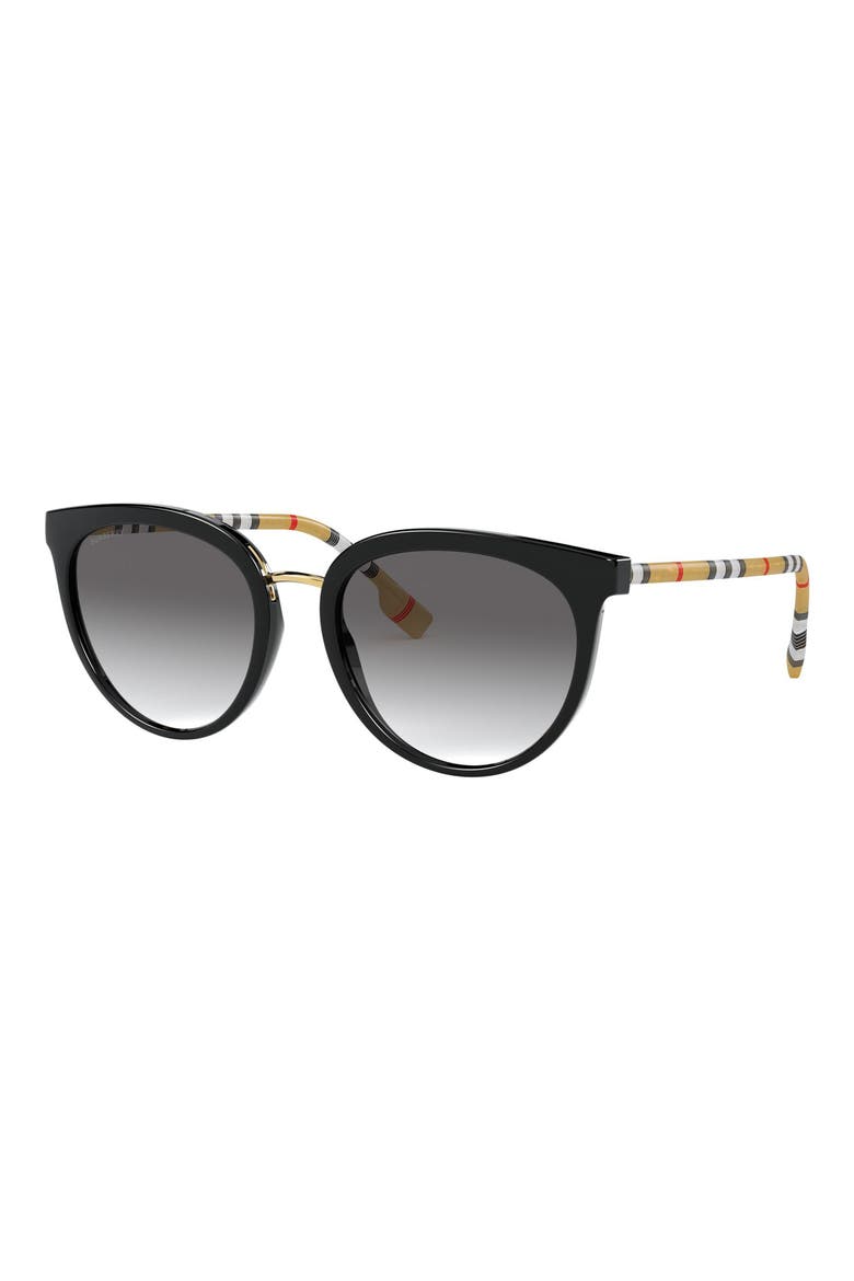 55mm Gradient Cat Eye Sunglasses, Alternate, color, BLACK/ BLACK GRADIENT