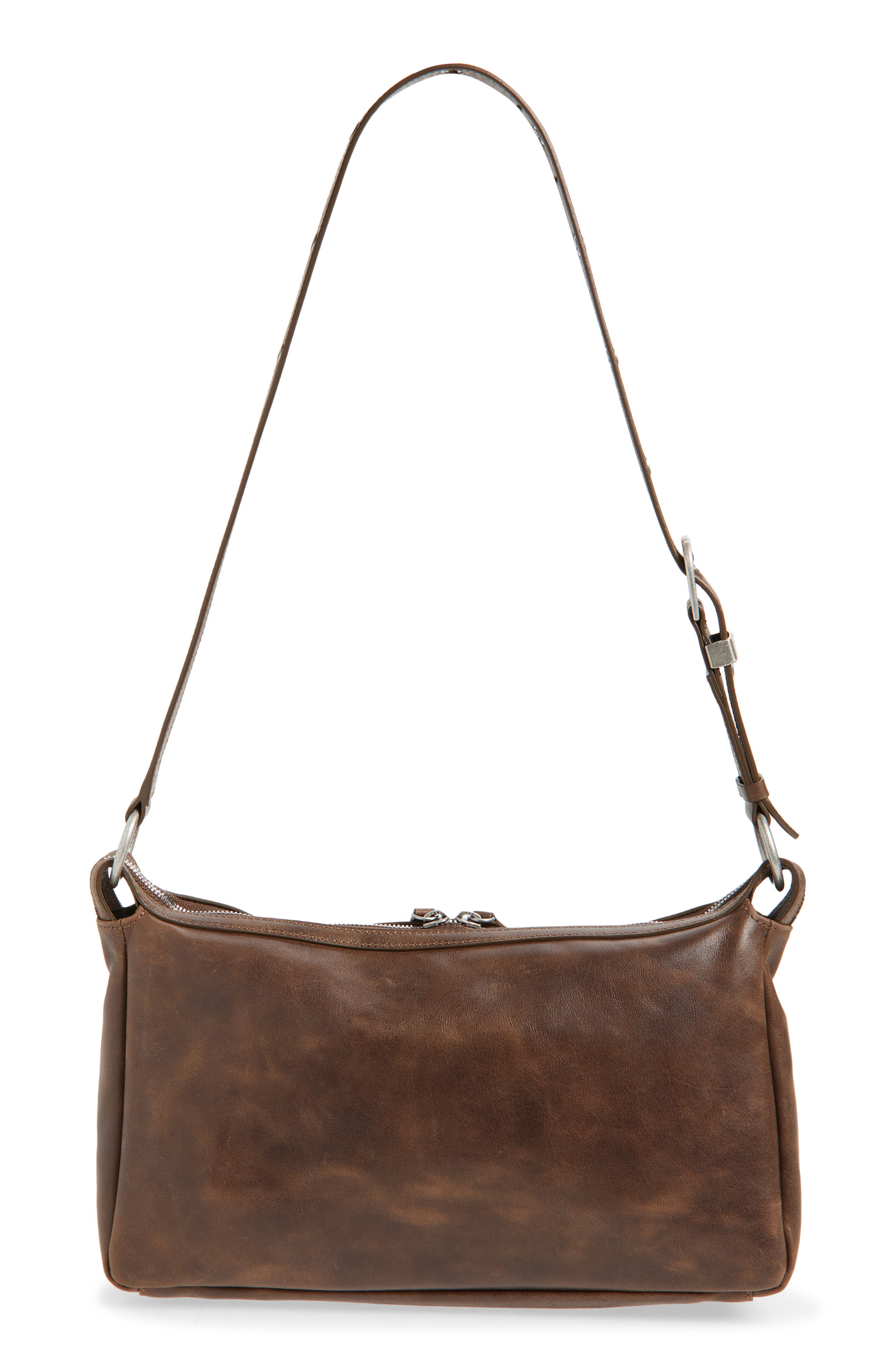 MARGESHERWOOD Outpocket Leather Hobo Bag, Alternate, color, Washed Brown Pull-Up