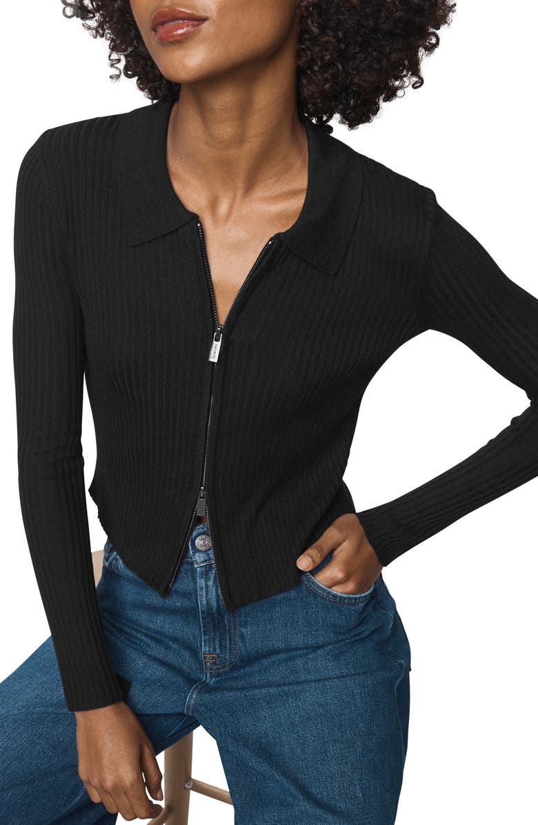 Splendid Georgie Two-Way Zip Sweater, Alternate, color, Black