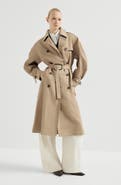 Brunello Cucinelli Cotton and linen twill trench with monili