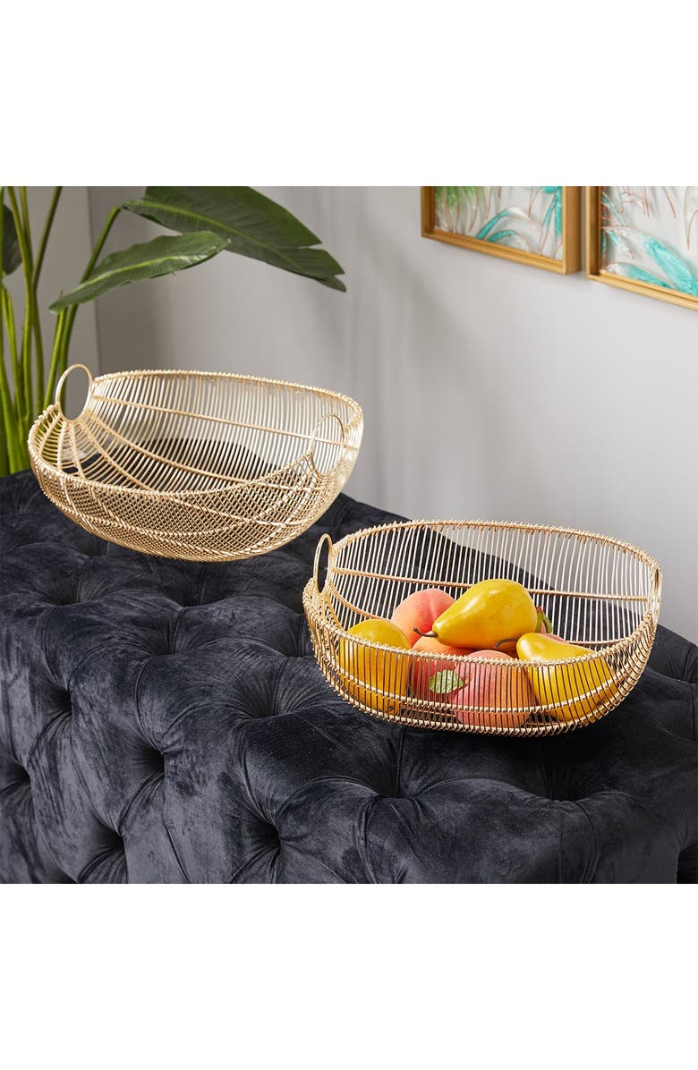 VIVIAN LUNE HOME Goldtone Metal Wire Decorative Bowl - Set of 2, Alternate, color, 