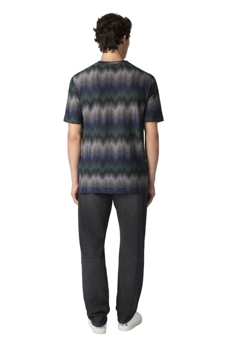 Missoni Crew Neck T-shirt With Irregular Zigzag, Alternate, color, Blue & Green