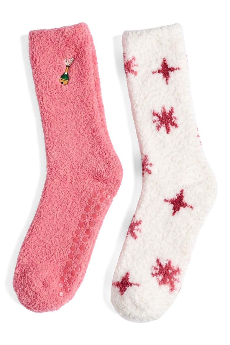 2-Pack Cozy Crew Socks, Main, color, PINK