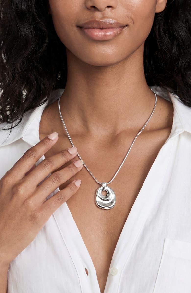 Ettika Liquid Pendant Necklace, Alternate, color, Silver