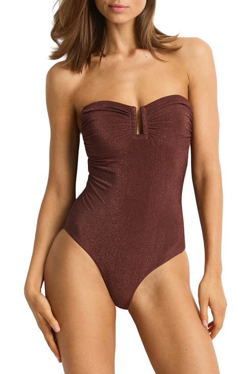 Moderate Coverage Underwire Bandeau One Piece Swimsuit