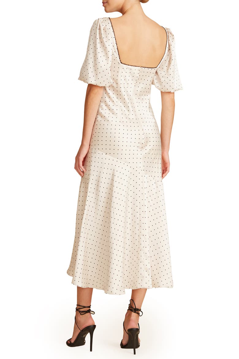 Polka Dot Satin Midi Dress, Alternate, color, IVORY
