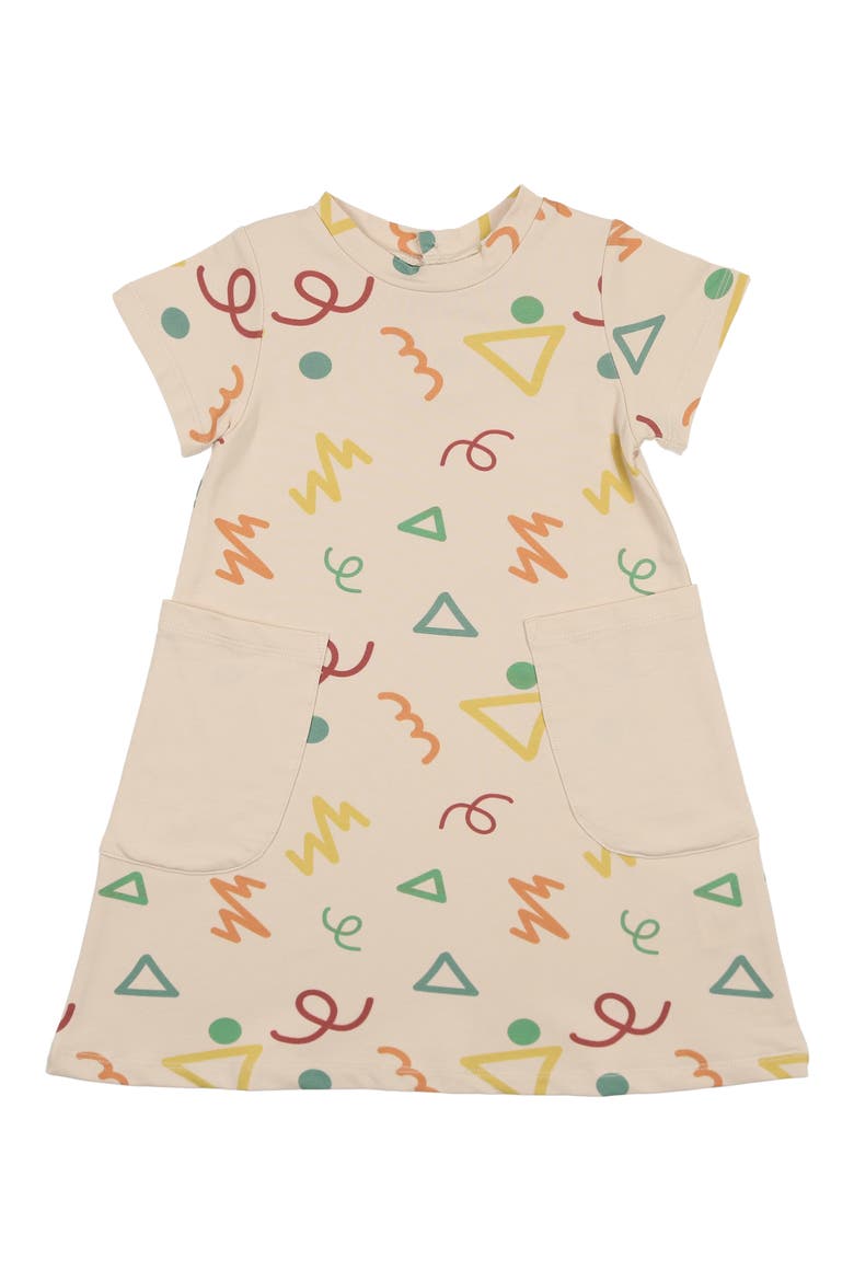 Kids' Summer Fun Cotton Blend T-Shirt Dress, Main, color, BEIGE MULTI