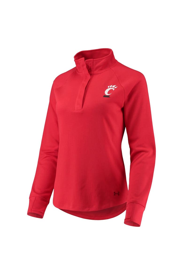 Women's Under Armour Red Cincinnati Bearcats Double Knit Raglan Quarter-Snap Jacket, Alternate, color, Red