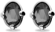 UNODE50 Sterling Silver Plated Earrings with Black Faceted Crystal