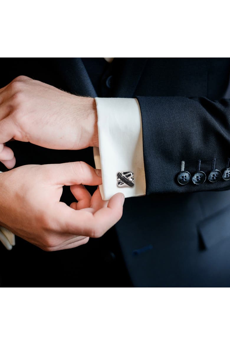 1/2 CTW Black Diamond Square Crossover Cufflinks, Alternate, color, Black Diamond
