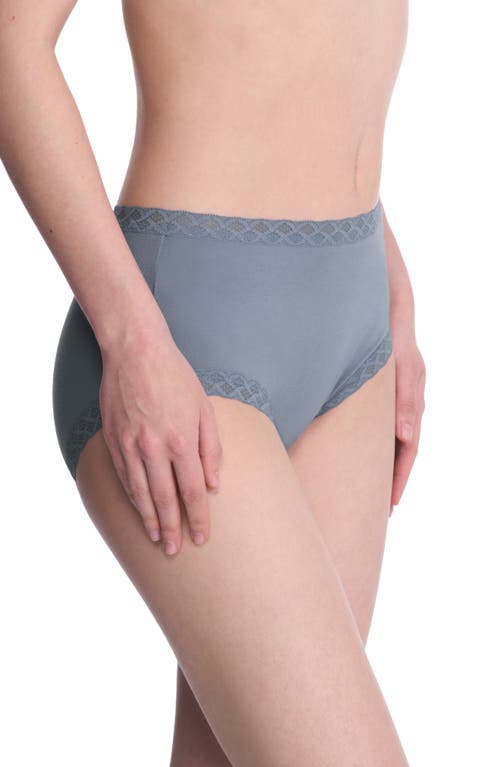 Natori Bliss Lace-trim High Rise Cotton Brief 755058 In Blue