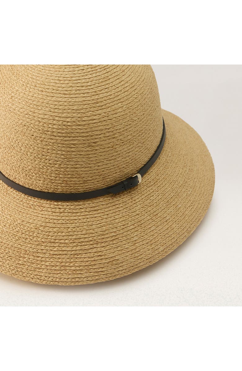 Helen Kaminski Packable Raffia Cloche Hat, Alternate, color, Natural/ Indigo