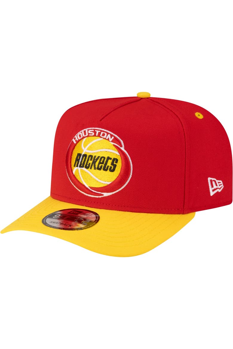 Men's New Era  Red/Gold Houston Rockets 80s Throwback A-Frame 9FIFTY Snapback Hat, Main, color, Red