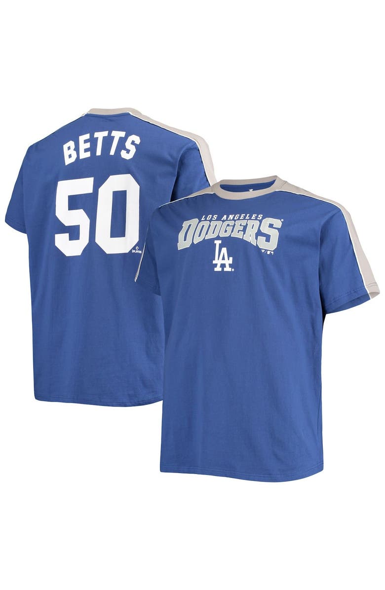 PROFILE Men's Mookie Betts Royal/Gray Los Angeles Dodgers Big & Tall Fashion Piping Player T-Shirt, Main, color, Royal
