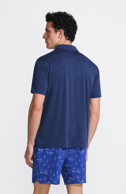 Lands' End Upf 50 Short Sleeve Johnny Collar Polo Rash Guard Shirt