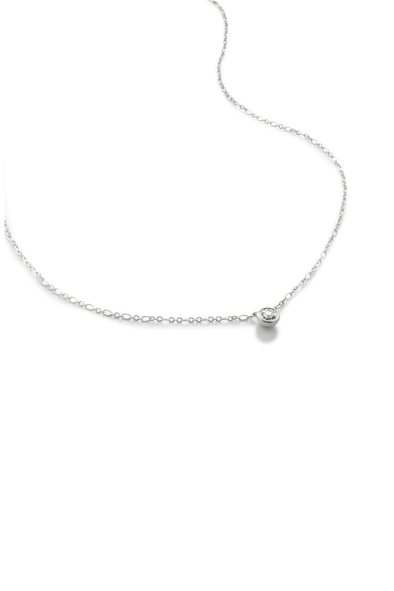 Diamond Essential Solitaire Necklace, Main, color, STERLING SILVER