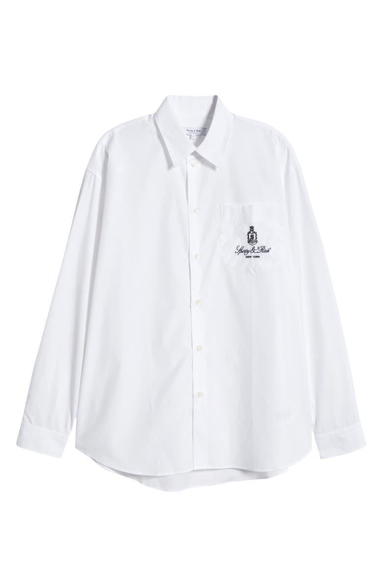 Sporty & Rich Vendome Oversize Cotton Poplin Button-Up Shirt, Alternate, color,