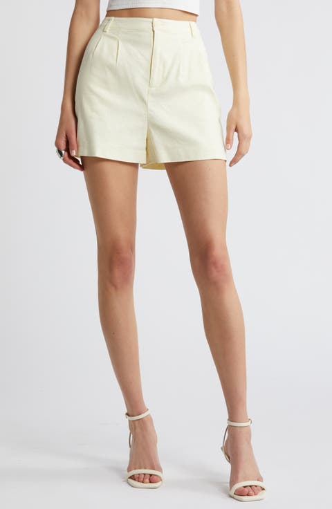 High Waist Linen Blend Shorts