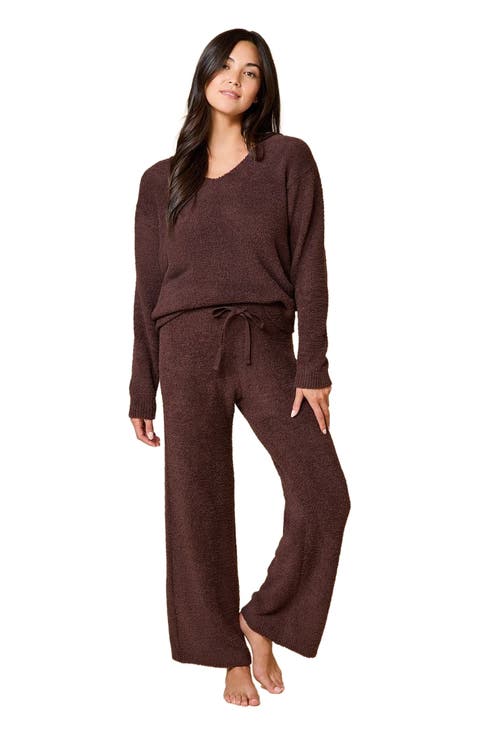 Solid Marshmallow V-Neck Lounge Set