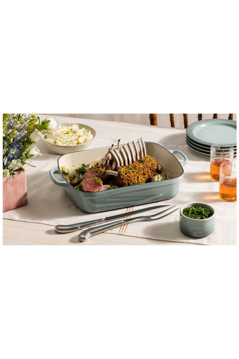 Signature 3 Quart Enameled Cast Iron Roaster, Alternate, color, SEA SALT