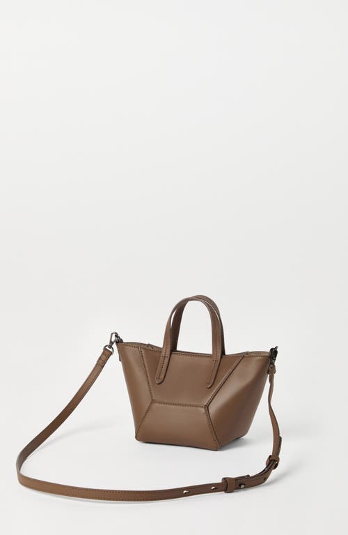 Brunello Cucinelli Calfskin Mini Bc Duo Bag In Brown