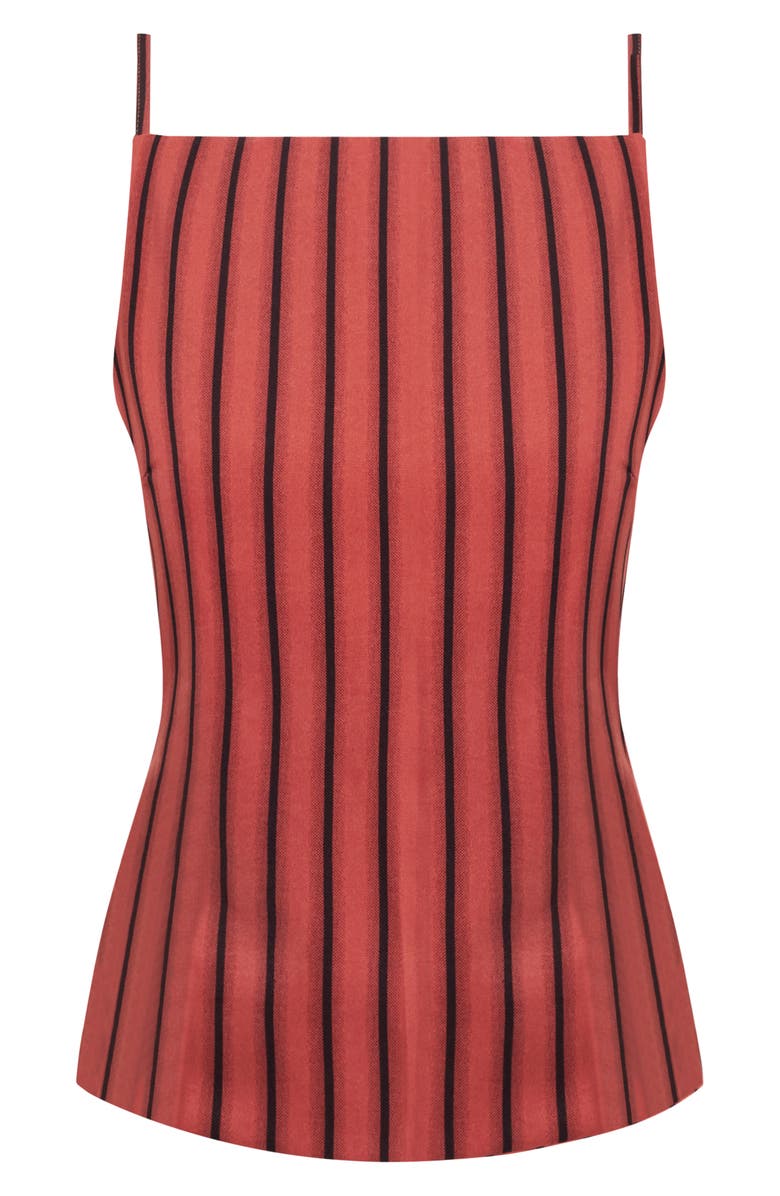 LIONESS Horizon Stripe Open Tie Back Top, Alternate, color, Crimson Stripe