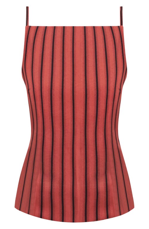 Lioness Horizon Stripe Open Tie Back Top In Crimson Stripe