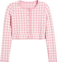 LoveShackFancy Bridgette Check Crop Cardigan