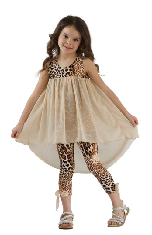 MIA BELLE GIRLS MIA BELLE GIRLS GIRLS FIERCE CONFIDENCE HI-LO TUNIC AND LEOPARD LEGGING SET
