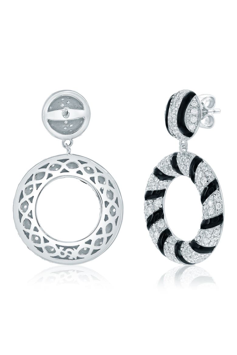 Pavé Cubic Zirconia & Enamel Drop Earrings, Alternate, color, BLACK