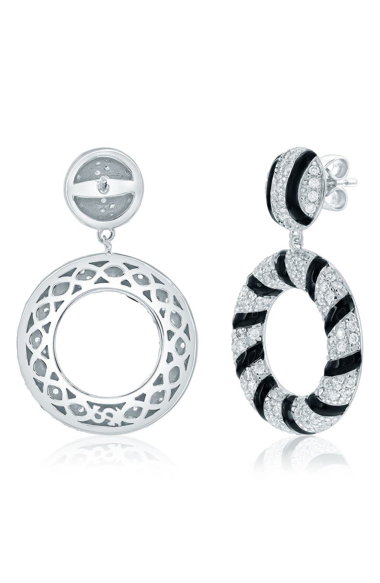 SUZY LEVIAN Pavé Cubic Zirconia & Enamel Drop Earrings, Alternate, color, Black