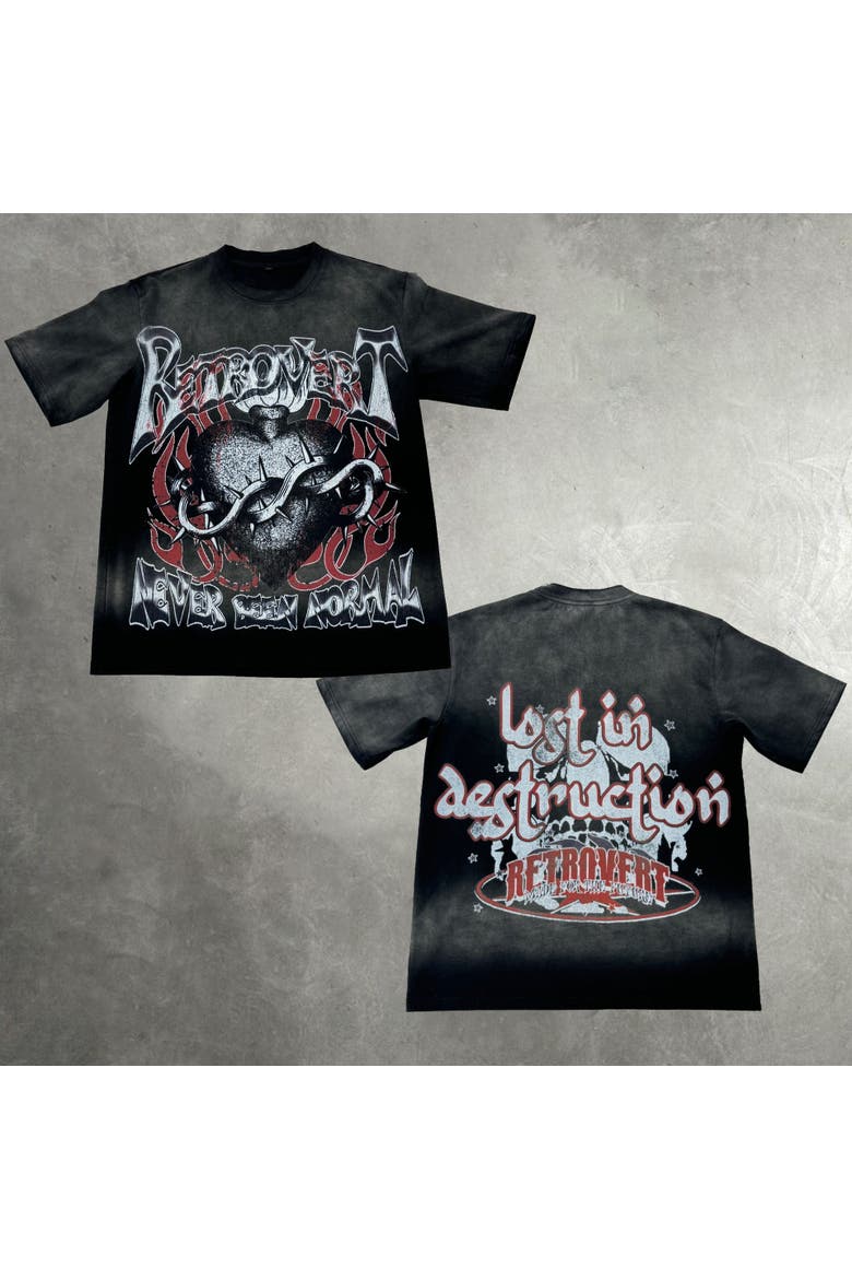 Washed Heart Thorn Tee, Alternate, color, Black