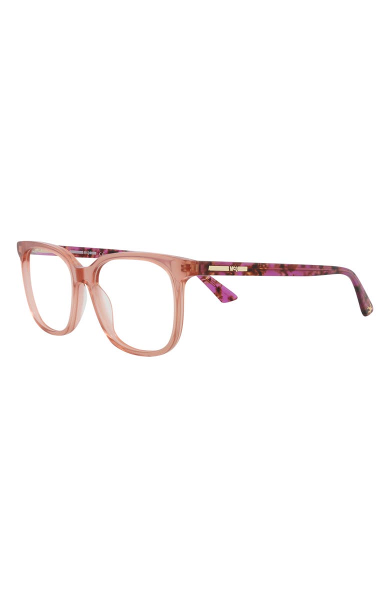 McQueen 52mm Square Optical Glasses, Alternate, color, Pink Havana