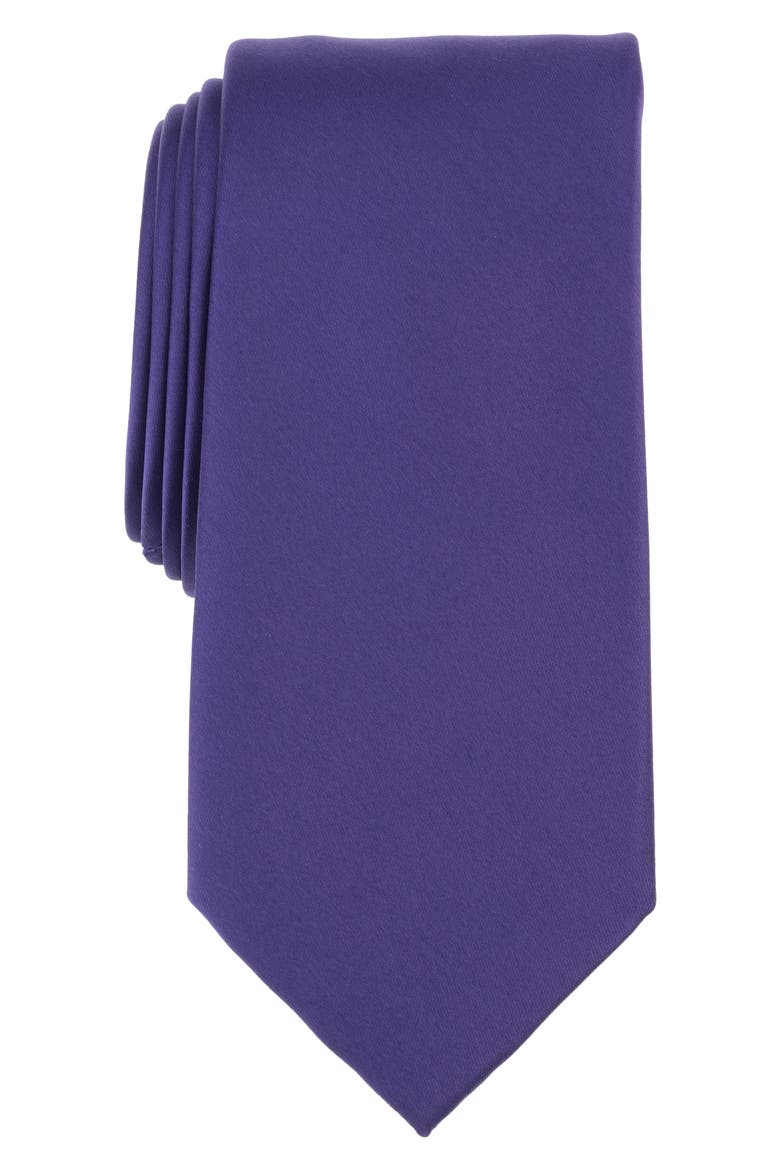 Solid Satin Tie, Main, color, PURPLE