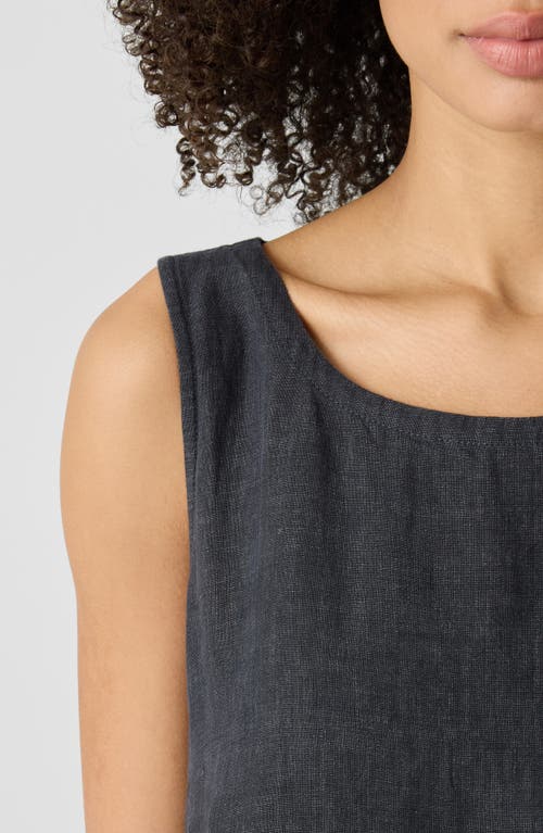 Eileen Fisher Organic Linen A-line Dress In Graphite