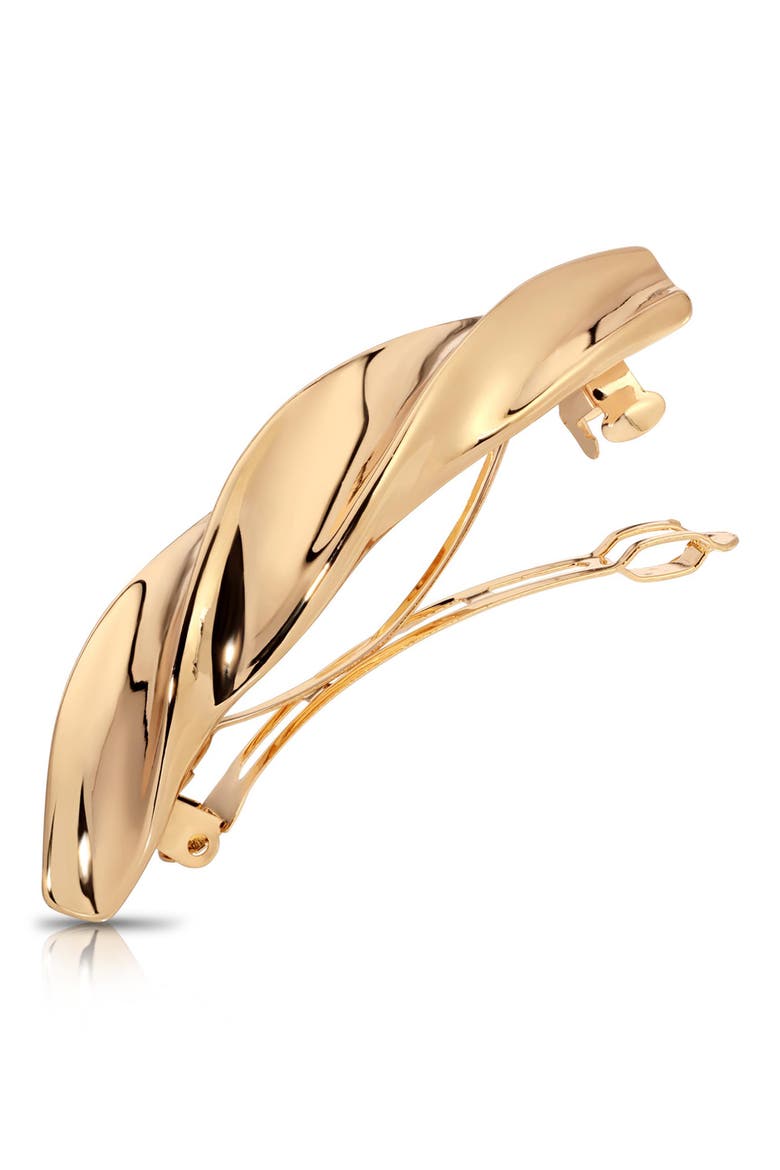 Golden Twist Barrette, Alternate, color, GOLD