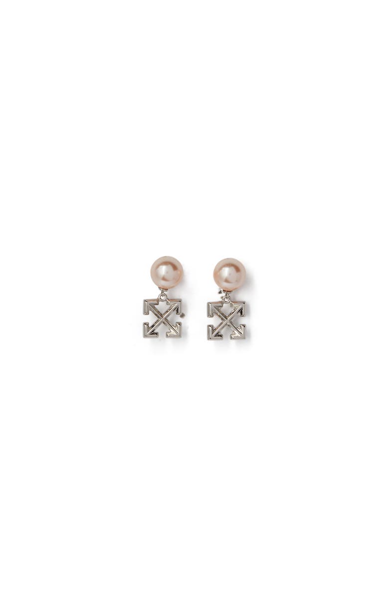 OFF WHITE Women's Silver Arrow Pearl Earrings, Main, color,
