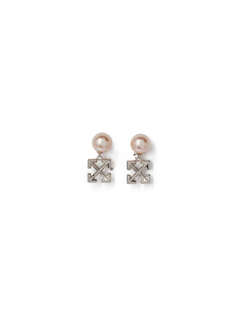 Women's Silver Arrow Pearl  Earrings