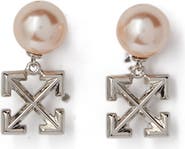 OFF WHITE Women's Silver Arrow Pearl  Earrings