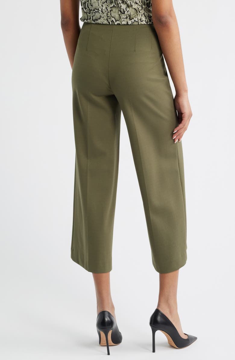 Anne Klein High Waist Pull-On Wide Leg Pants, Alternate, color, Olive Palm